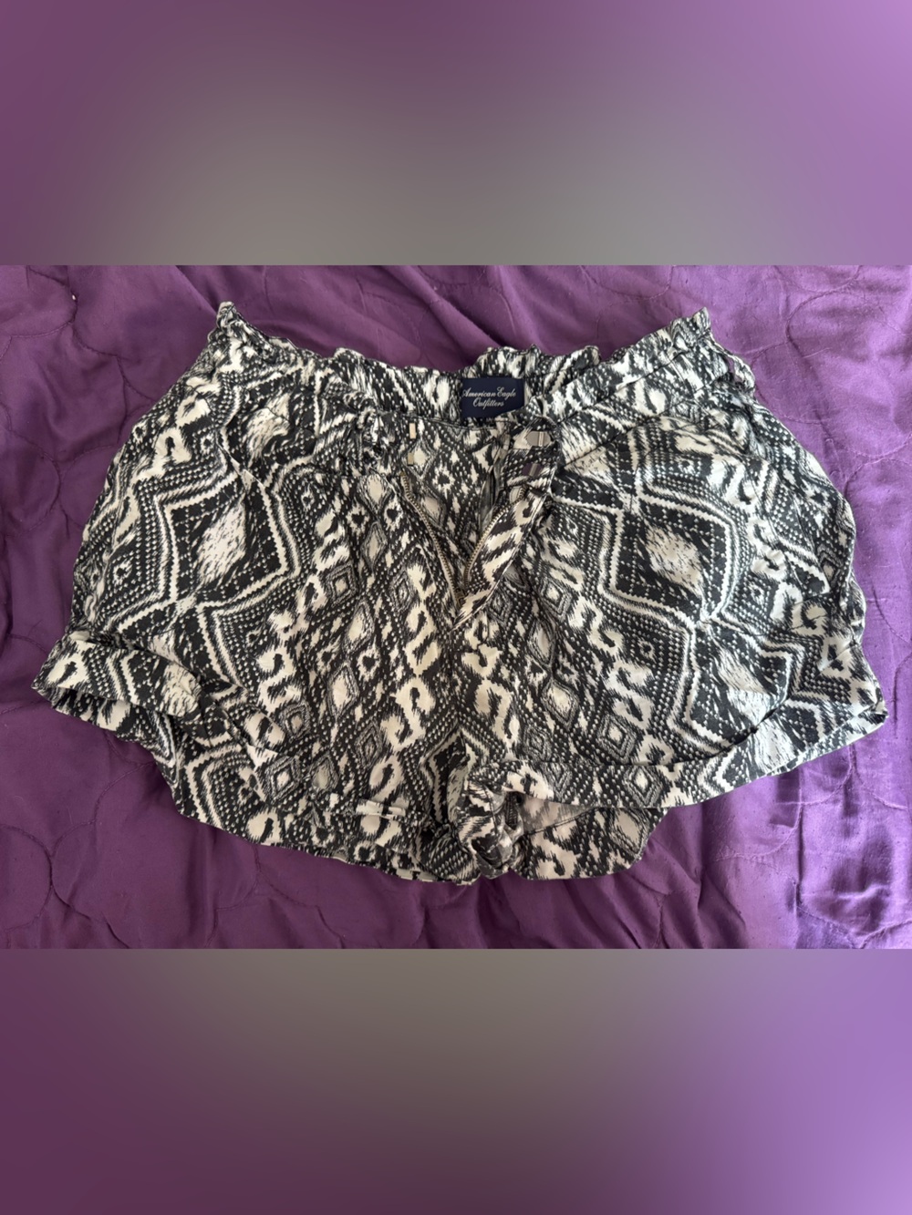 American Eagle Outfitters Black and White Geometric Shorts
